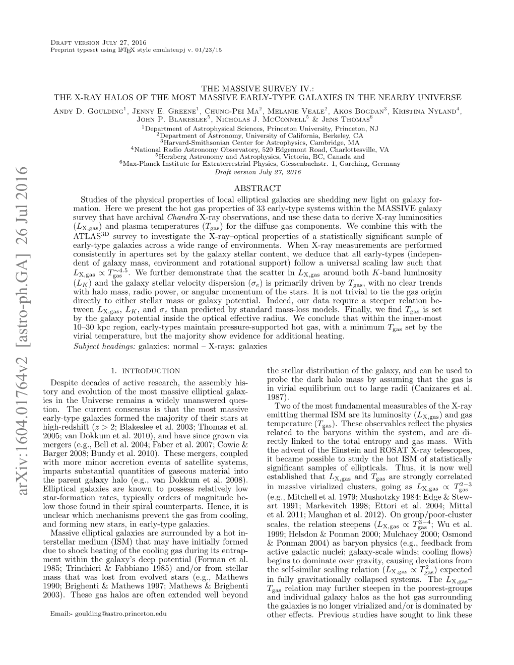 Arxiv:1604.01764V2 [Astro-Ph.GA] 26 Jul 2016 Star-Formation Rates, Typically Orders of Magnitude Be- (E.G., Mitchell Et Al