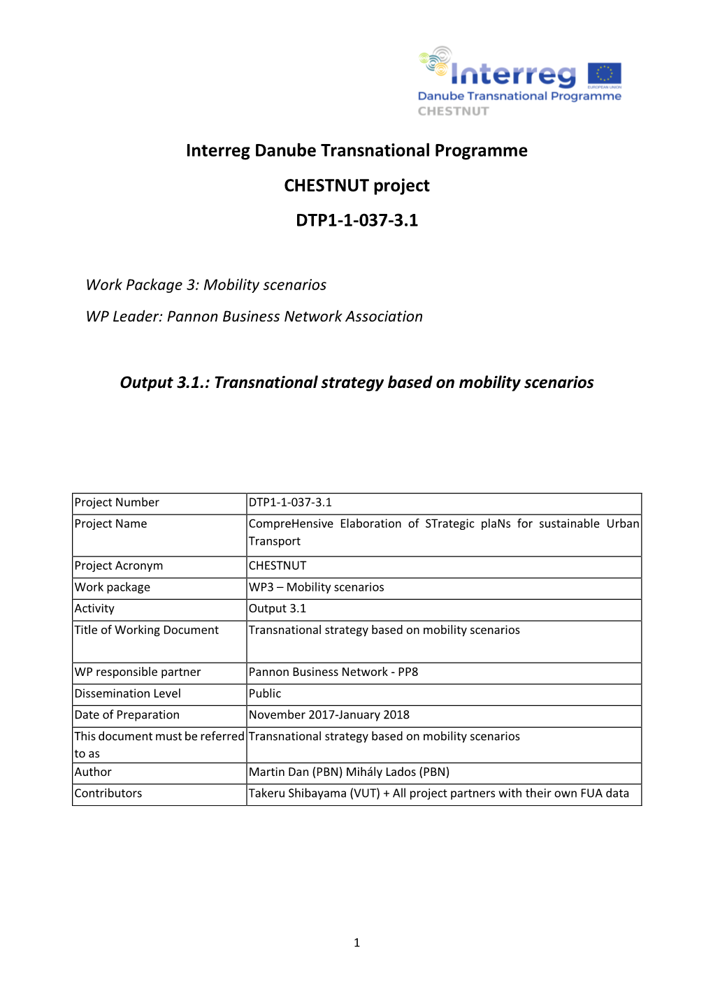 Interreg Danube Transnational Programme CHESTNUT Project DTP1-1-037-3.1