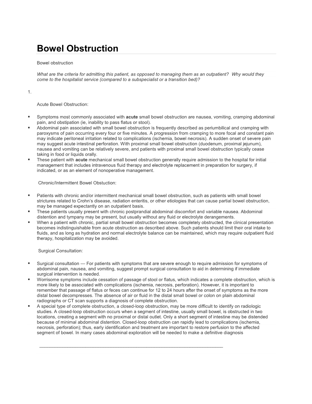 Bowel Obstruction Module