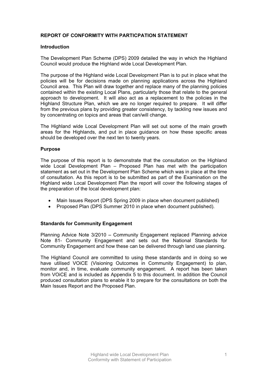 Report of Consultation Highland Wide Local Development Plan