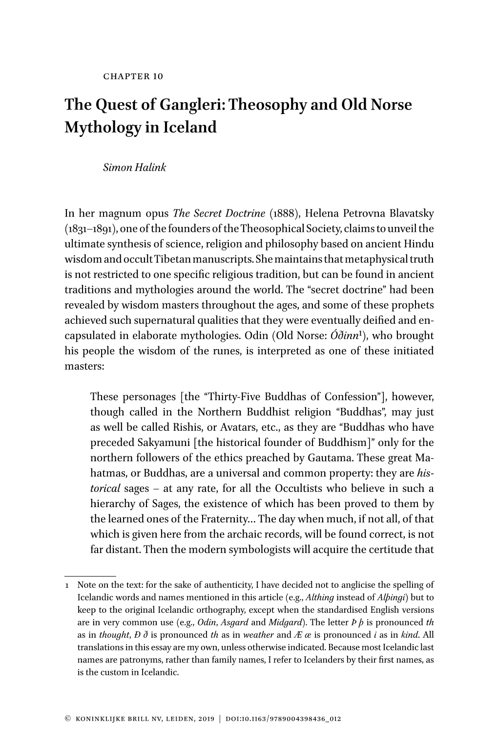 The Quest of Gangleri: Theosophy and Old Norse Mythology in Iceland