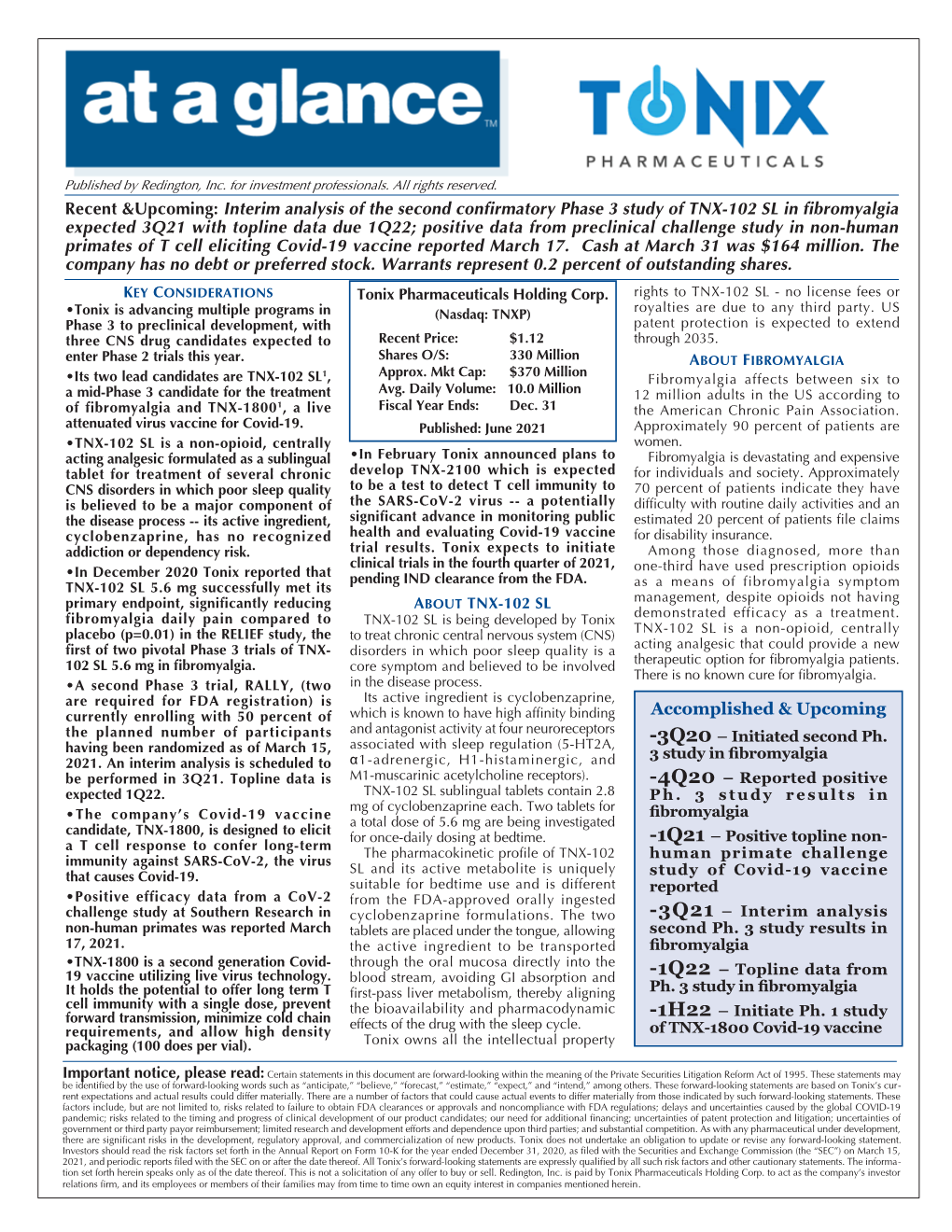 Interim Analysis of the Second Confirmatory Phase 3 Study of TNX