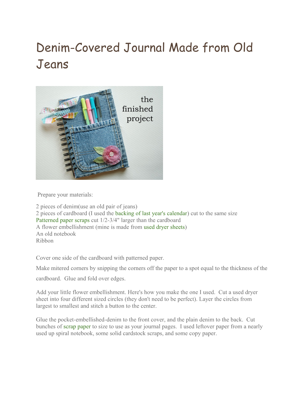 Denim-Covered Journal Made from Old Jeans