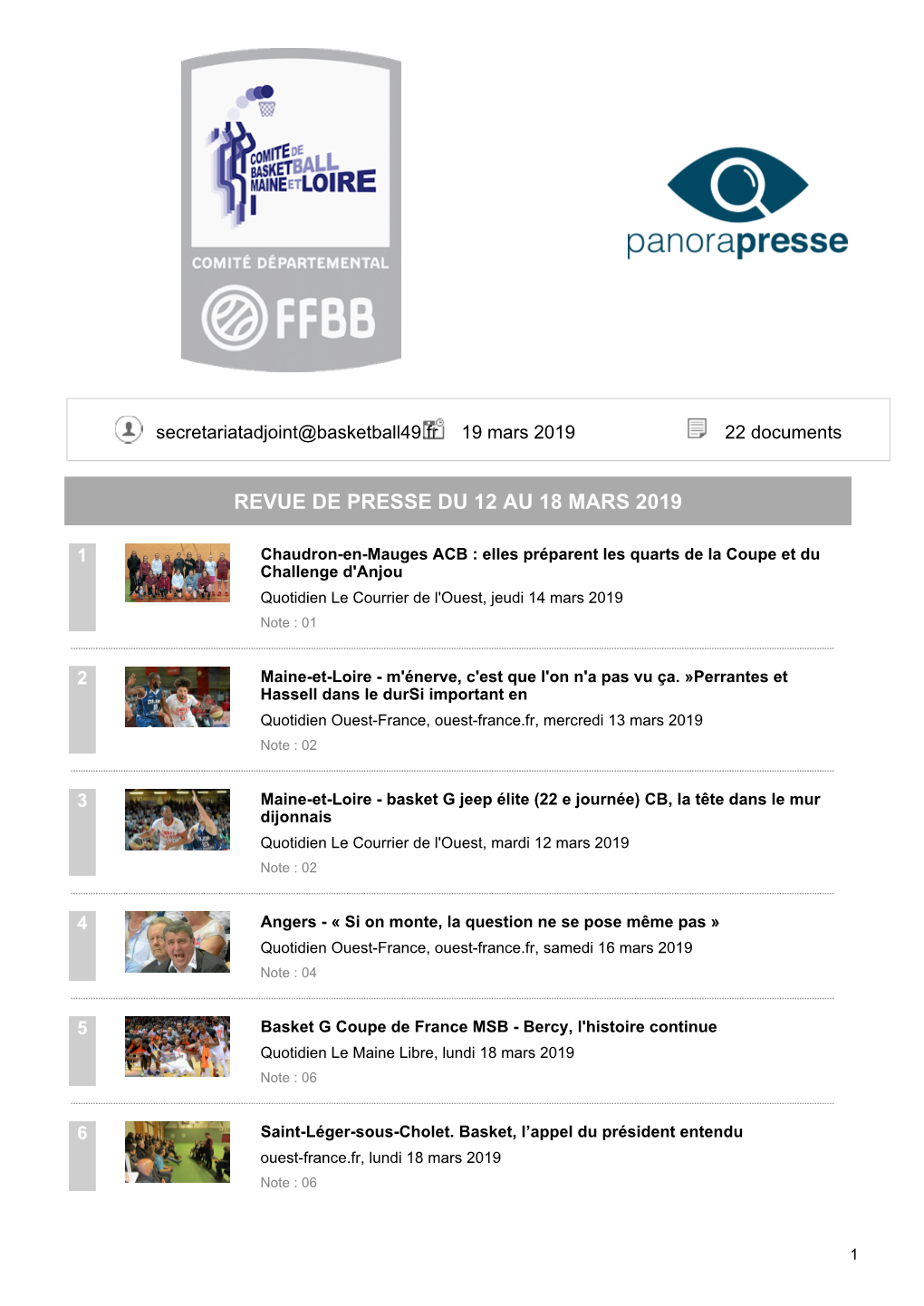 Revue De Presse Du 12 Au 18 Mars 2019