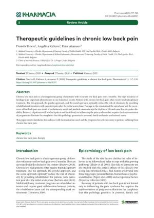 Therapeutic Guidelines in Chronic Low Back Pain