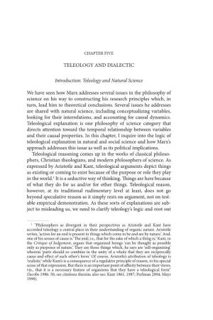 TELEOLOGY and DIALECTIC Introduction