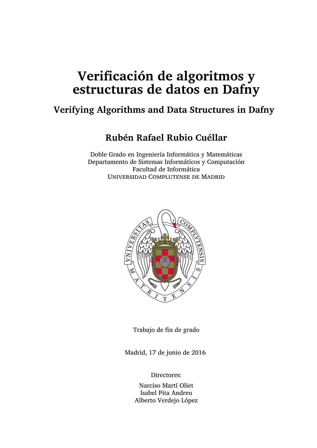 Verificación De Algoritmos Y Estructuras De Datos En Dafny Verifying Algorithms and Data Structures in Dafny