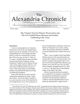 The Virginia Trust for Historic Preservation and the Lee-Fendall House Museum and Garden: Celebrating Fifty Years Carter B