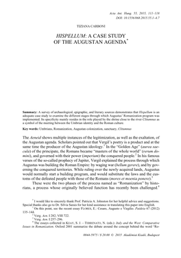 Hispellum: a Case Study of the Augustan Agenda*