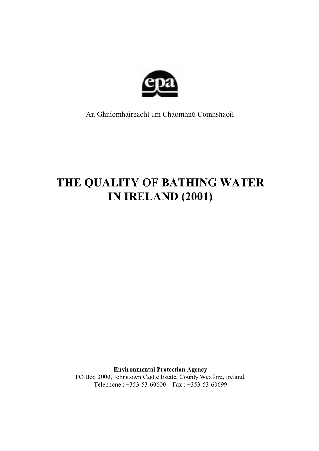 The Quality of Bathing Water in Ireland (2001)