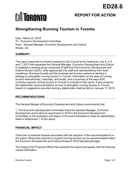 Strengthening Running Tourism in Toronto