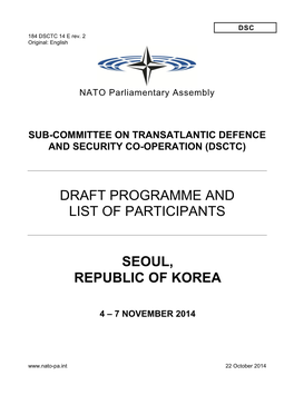 Draft Programme and List of Participants Seoul