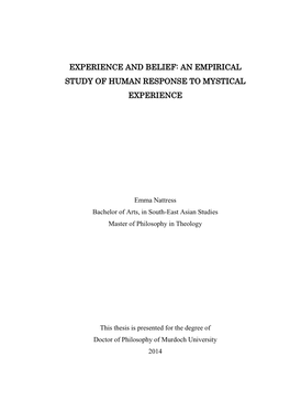 Experience and Belief: an Empirical Study of Human Response to Mystical Experience