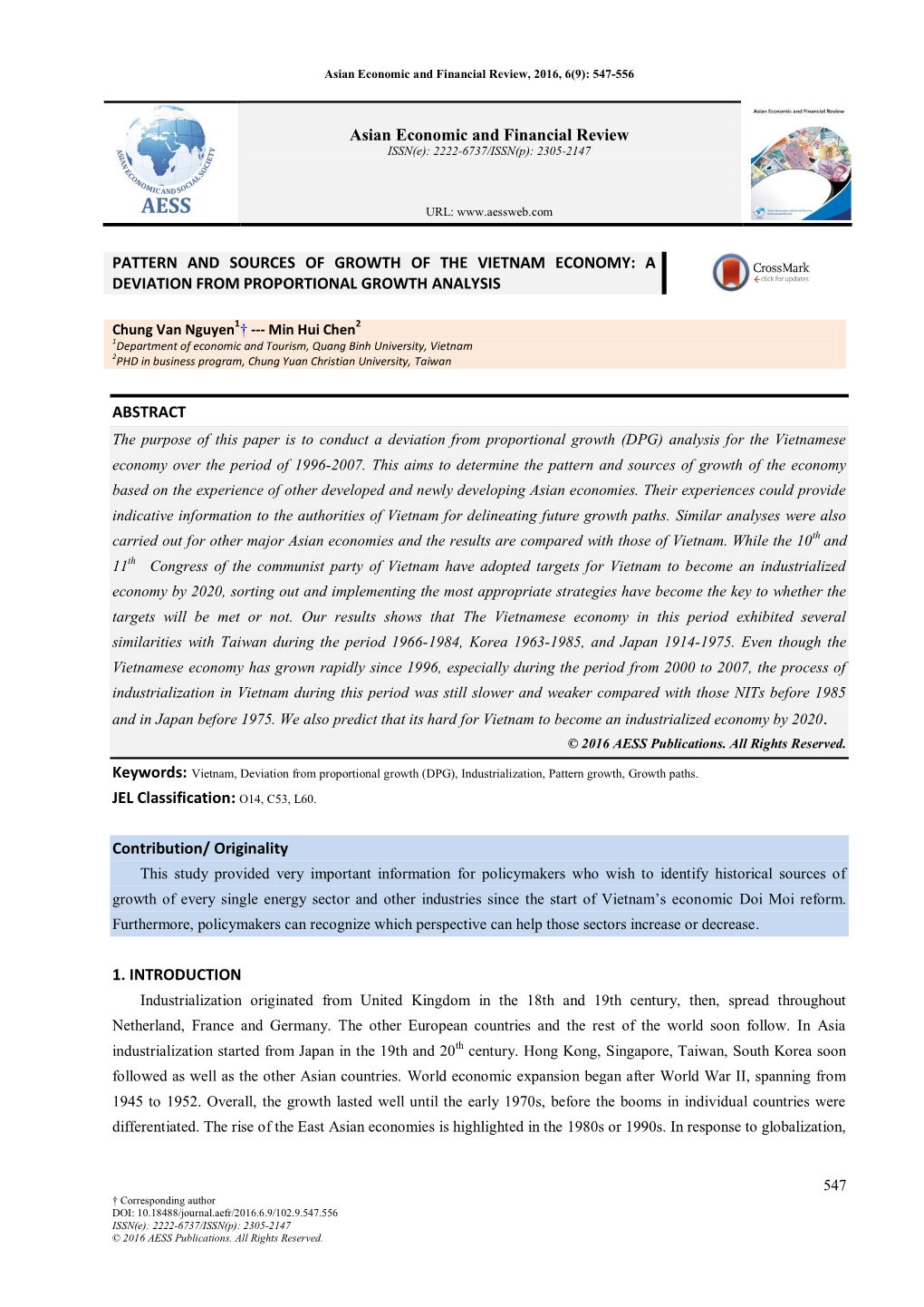 Pattern and Sources of Growth of the Vietnam Economy: a Deviation from Proportional Growth Analysis