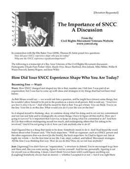 The Importance of SNCC, a Discussion