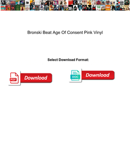 Bronski Beat Age of Consent Pink Vinyl