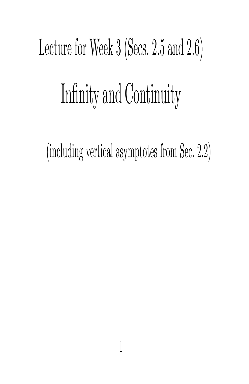 Infinity and Continuity