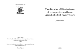 Two Decades of Disobedience: a Retrospective on Green Anarchist's