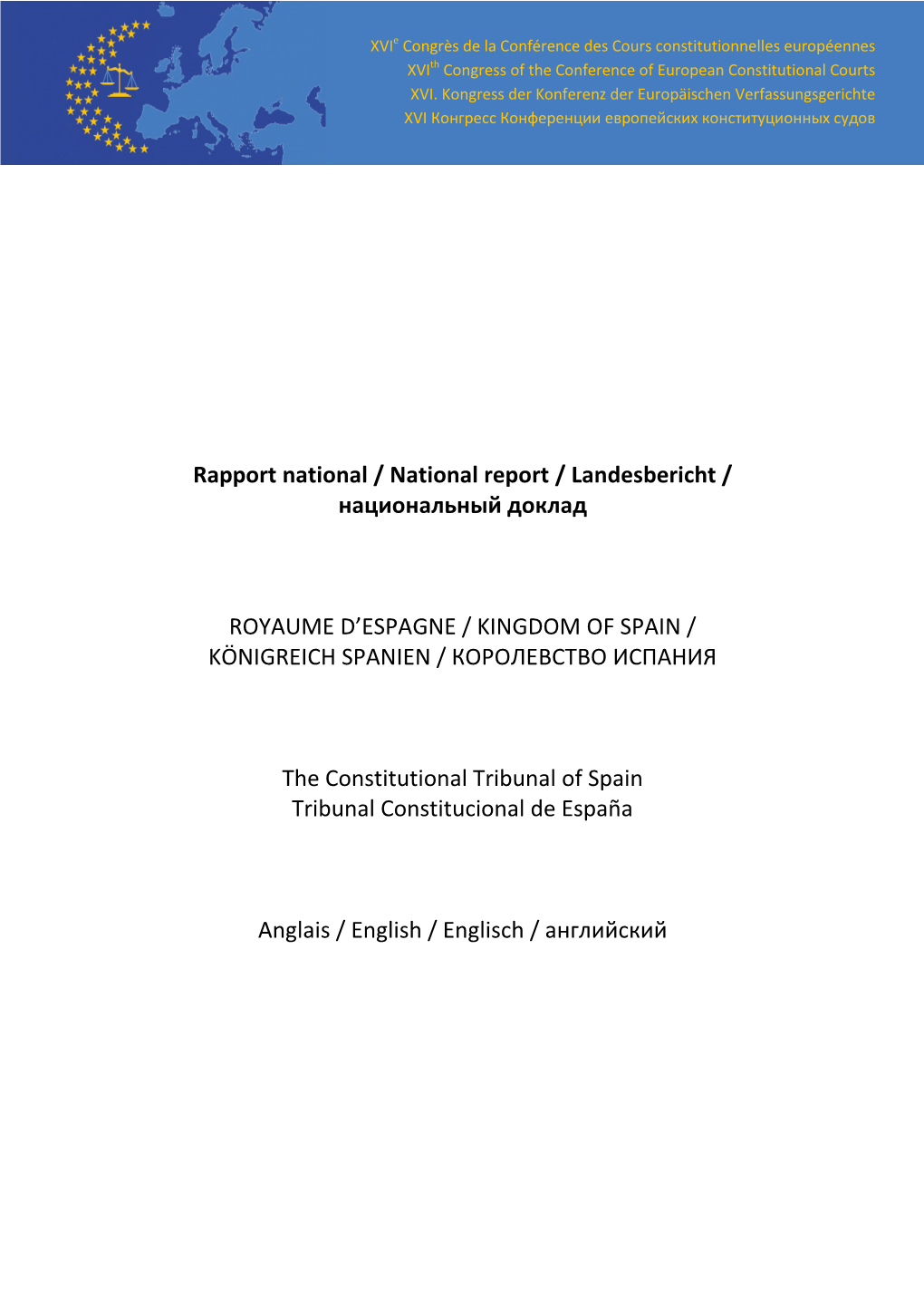 Rapport National / National Report / Landesbericht / Национальный Доклад