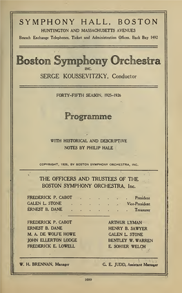 Boston Symphony Orchestra Concert Programs, Season 45,1925-1926, Subscription Series