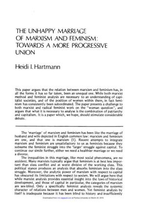 The Unhappy Marriage of Marxism and Feminism: Towards a More