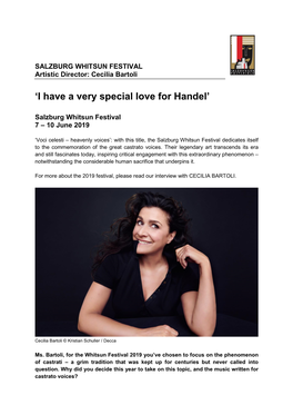 'I Have a Very Special Love for Handel'