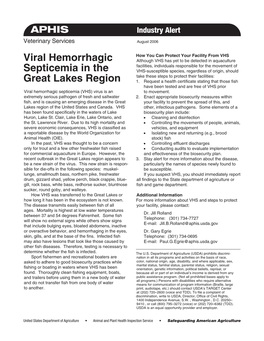 Viral Hemorrhagic Septicemia in the Great Lakes Region