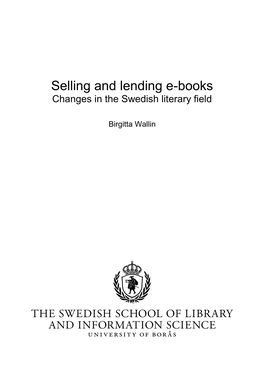 Selling and Lending E-Books Changes in the Swedish Literary Field
