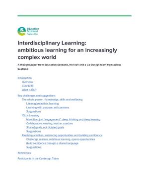 Interdisciplinary Learning: Ambitious Learning for an Increasingly Complex World