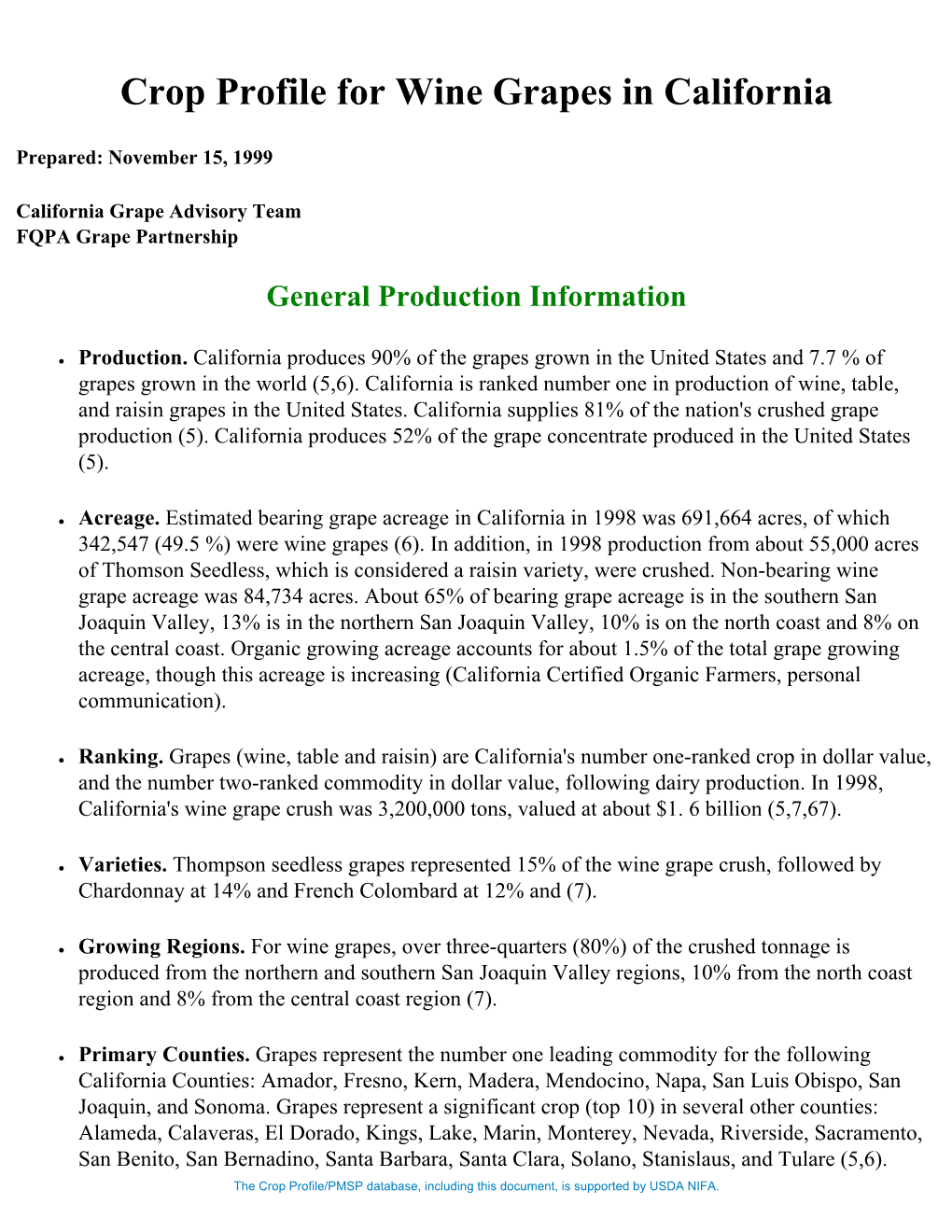 Wine Grape Crop Profile