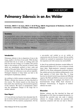 Pulmonary Siderosis in an Arc Welder