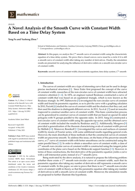 A Novel Analysis of the Smooth Curve with Constant Width Based on a Time Delay System
