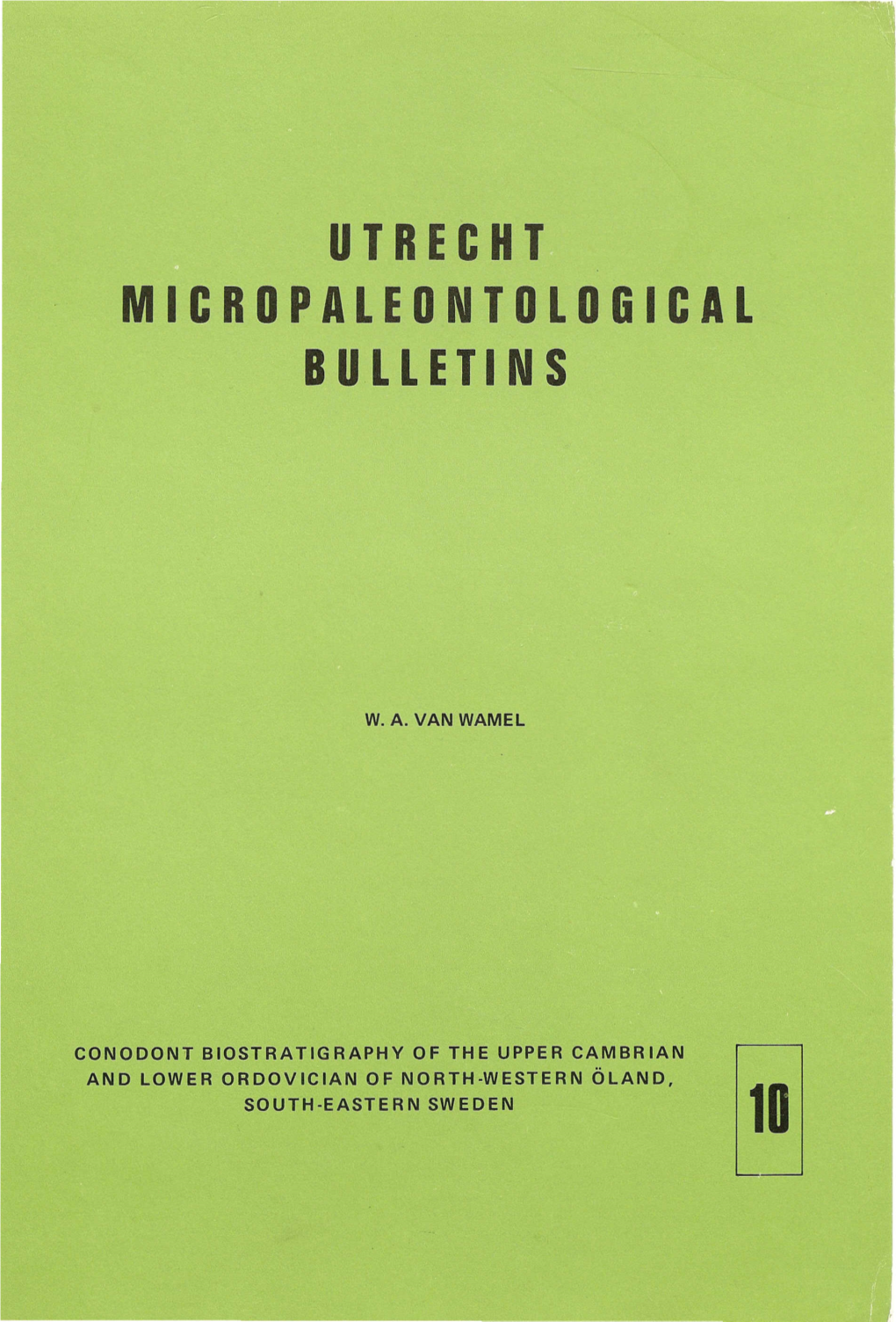 UTRECHT MICROPALEONTOLOGICAL Bulletins