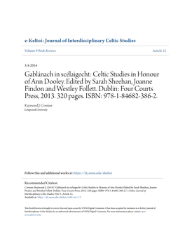 Celtic Studies in Honour of Ann Dooley