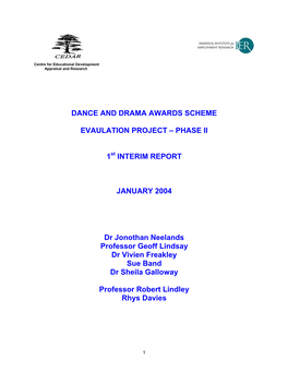 Dance and Drama Awards Scheme Evaulation Project – Phase Ii 1
