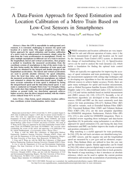 A Data-Fusion Approach for Speed Estimation and Location Calibration of a Metro Train Based on Low-Cost Sensors in Smartphones