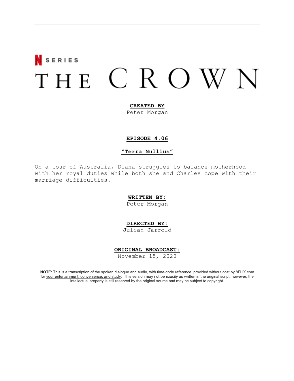 The Crown | Dialogue Transcript | S4:E6