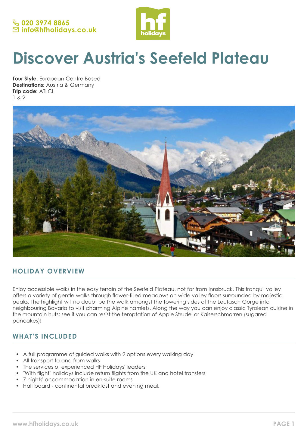 Seefeld Plateau Guided Walking Holidays