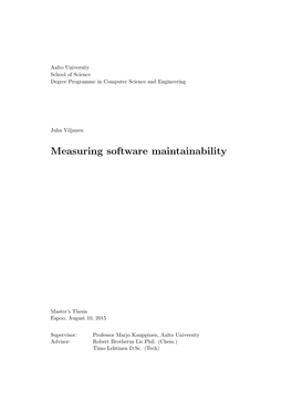 Measuring Software Maintainability