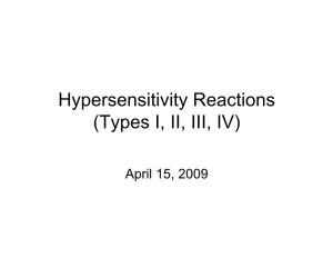 Hypersensitivity Reactions (Types I, II, III, IV)