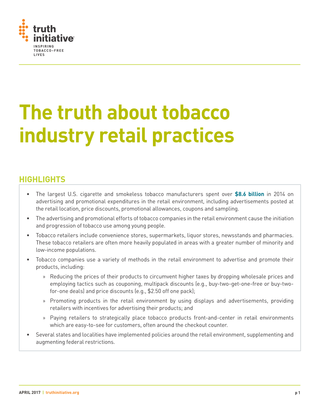 The Truth About Tobacco Industry Retail Practices