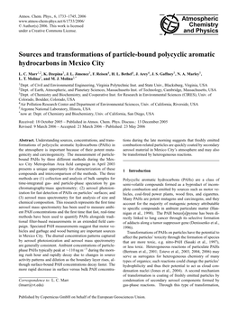 Sources and Transformations of Particle-Bound Polycyclic Aromatic Hydrocarbons in Mexico City