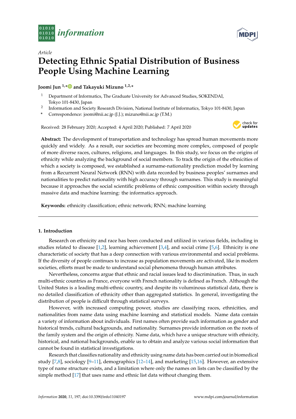 Detecting Ethnic Spatial Distribution of Business People Using Machine Learning