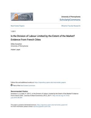 Is the Division of Labour Limited by the Extent of the Market? Evidence from French Cities