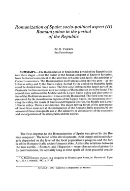 Romanization of Spain: Socio-Political Aspect (II) Romanization in the Penad of Tite Republic