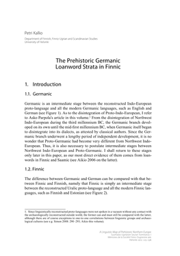 The Prehistoric Germanic Loanword Strata in Finnic