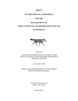 Draft Environmental Assessment for the Management of Wolf Conflicts