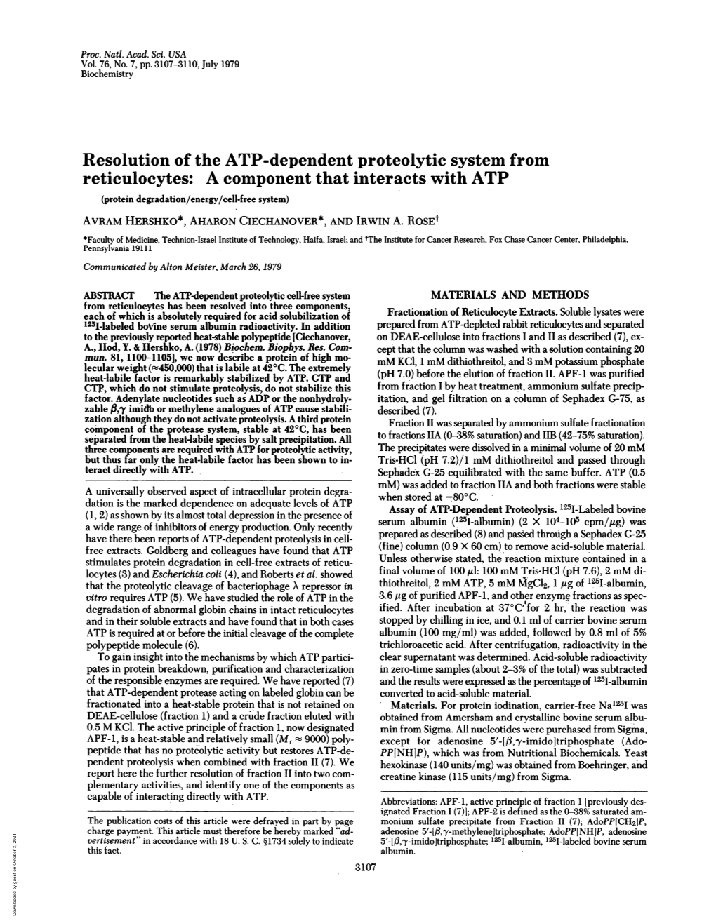 Resolution of the ATP-Dependent Proteolytic System From