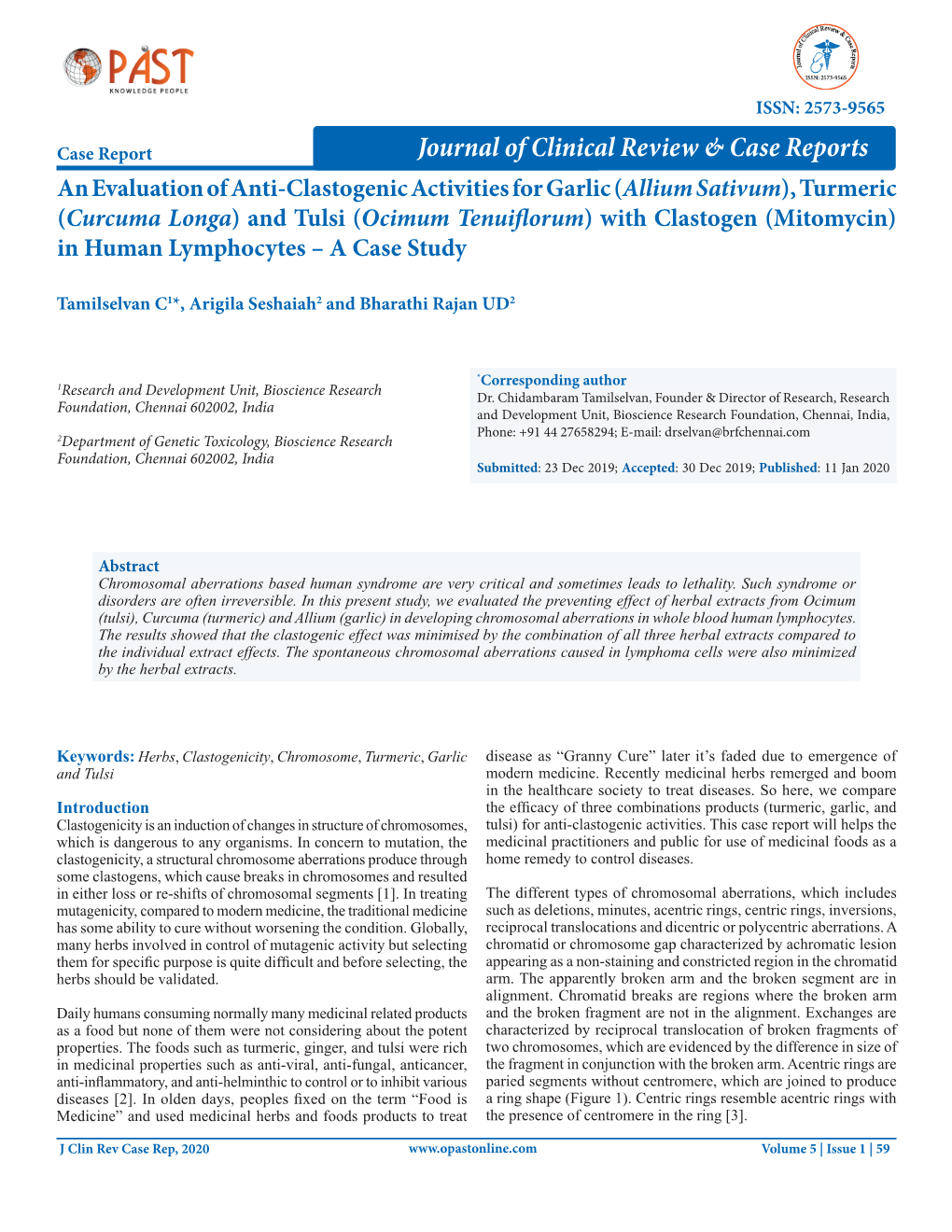 An Evaluation of Anti-Clastogenic