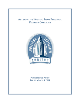 Alternative Housing Pilot Program: Katrina Cottages